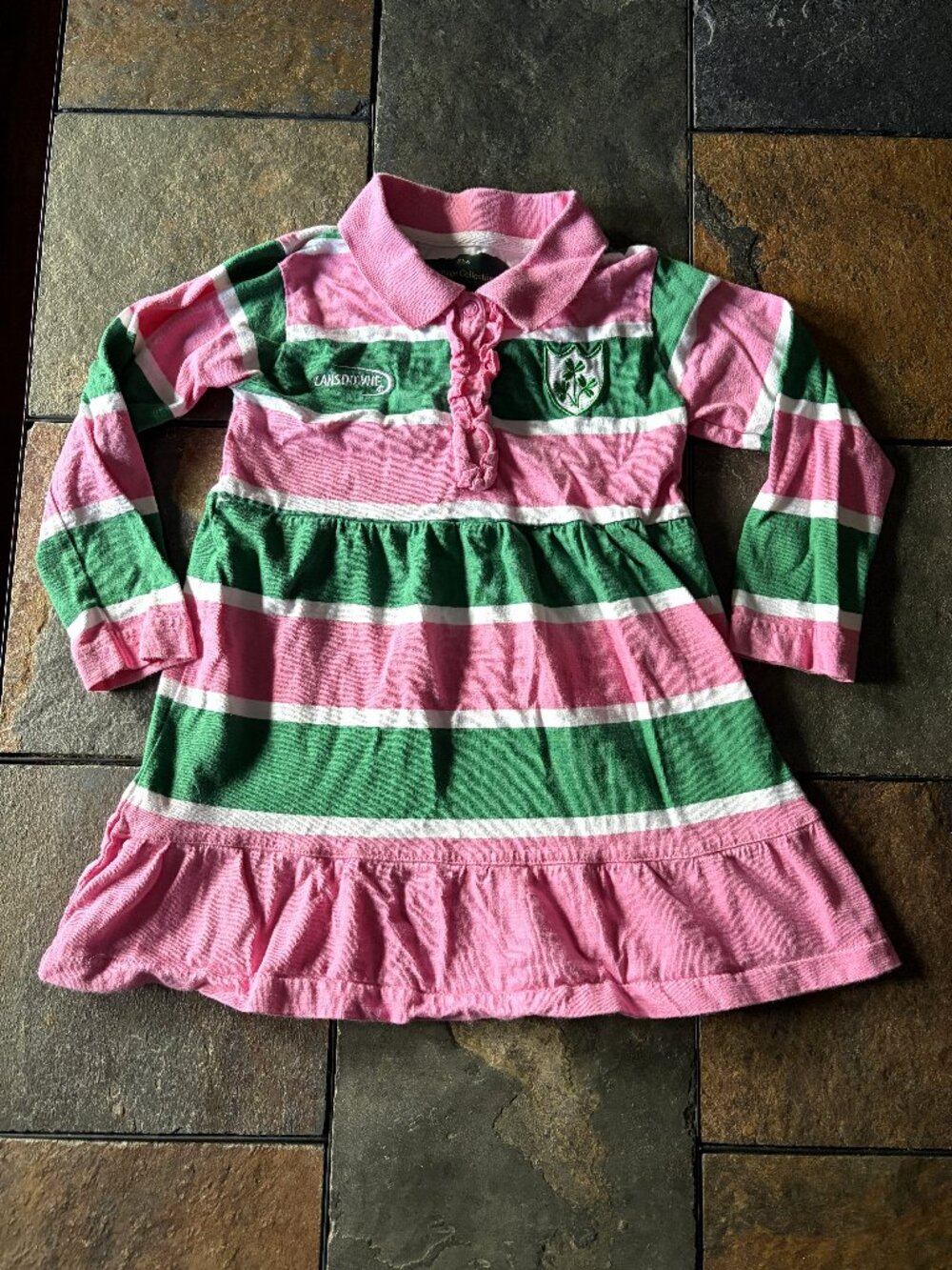Lansdowne Heritage Collection girls Ireland rugby dress pink green stripe 3 / 4